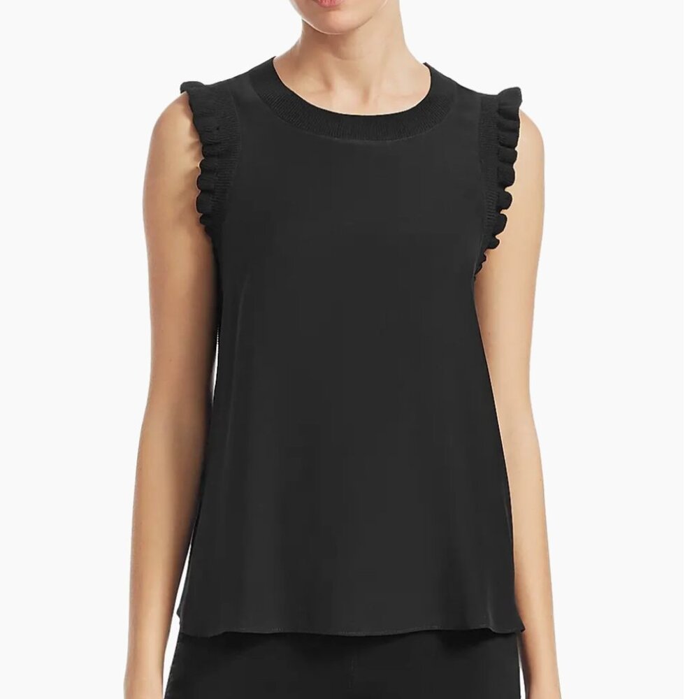 Cinq à Sept Tous Les Jours Navy Blue Ruffle Trim Tank Size L